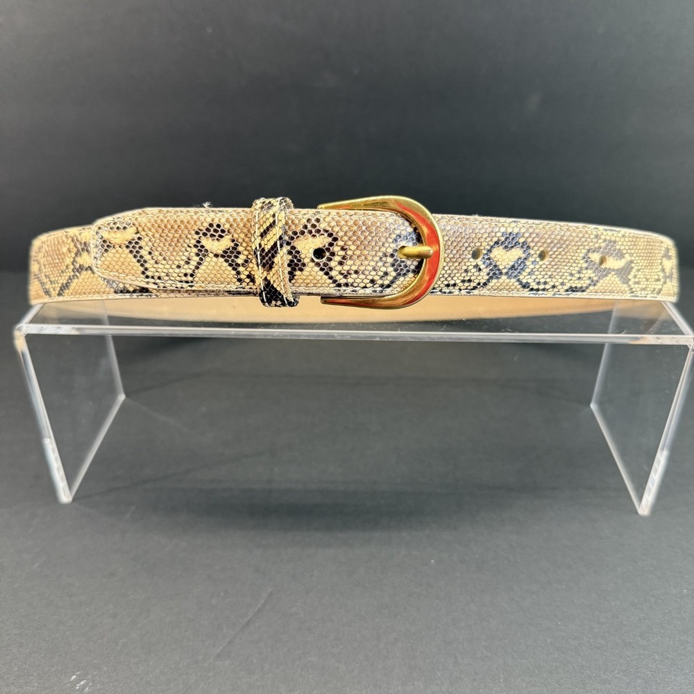 Vintage Genuine Python Belt Solid Brass Buckle Re… - image 1